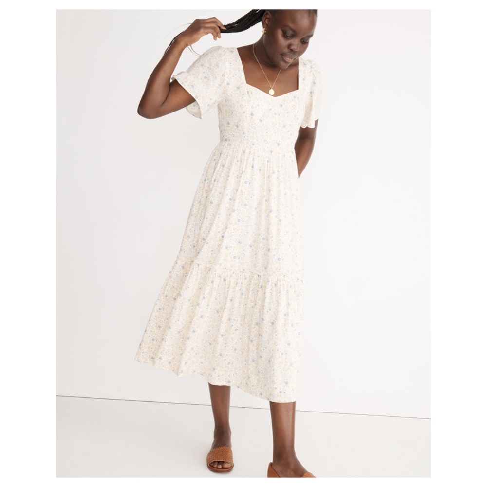 Madewell Flutter-Sleeve Tiered Maxi Dress in Folkmagic Floral